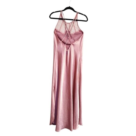 VICTORIA'S SECRET x VINTAGE gold label pink satin maxi dress L - Picture 3 of 7